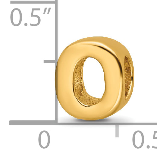 Sterling Silver Gold-Plated Letter O Bead with Polished Finish