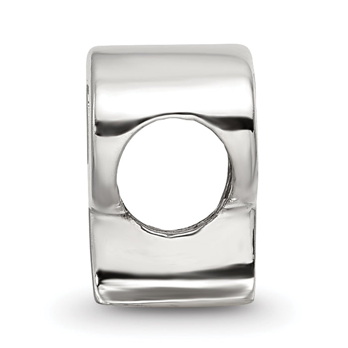 Sterling Silver 925 Polished Letter P Bead, Elegant Solid Design