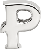 Sterling Silver 925 Polished Letter P Bead, Elegant Solid Design