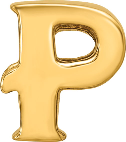 Sterling Silver Gold-Plated Letter P Bead with Polished Finish
