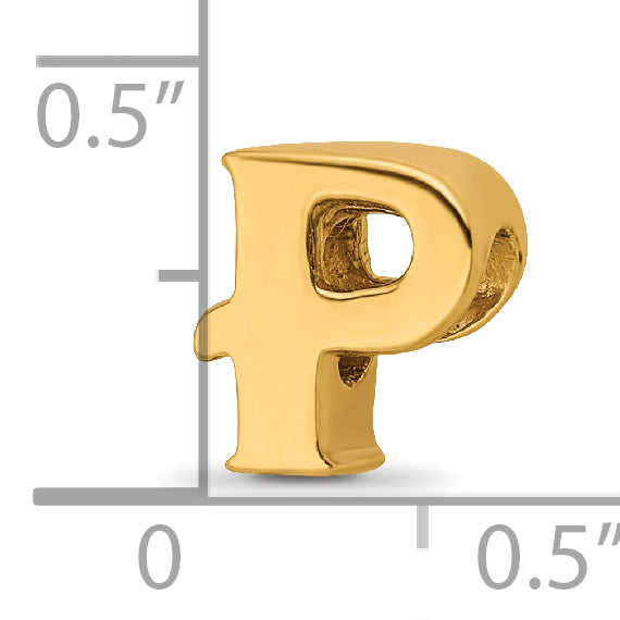 Sterling Silver Gold-Plated Letter P Bead with Polished Finish