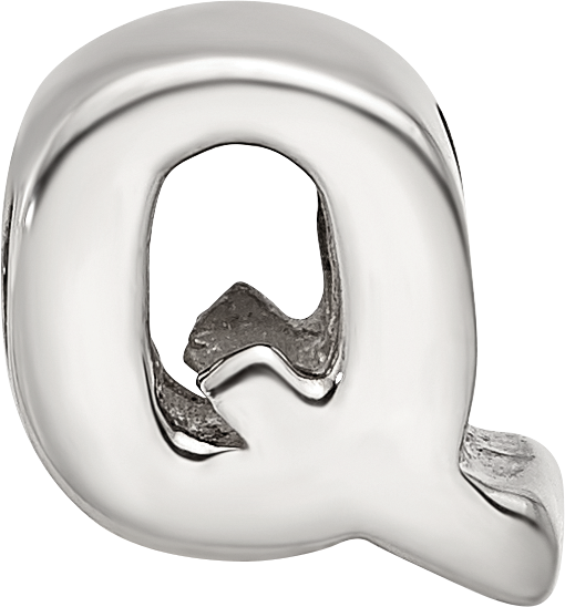 Sterling Silver 925 Letter Q Bead with Polished Finish for Charm Bracelets