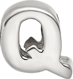 Sterling Silver 925 Letter Q Bead with Polished Finish for Charm Bracelets