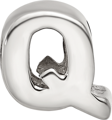 Sterling Silver 925 Letter Q Bead with Polished Finish for Charm Bracelets