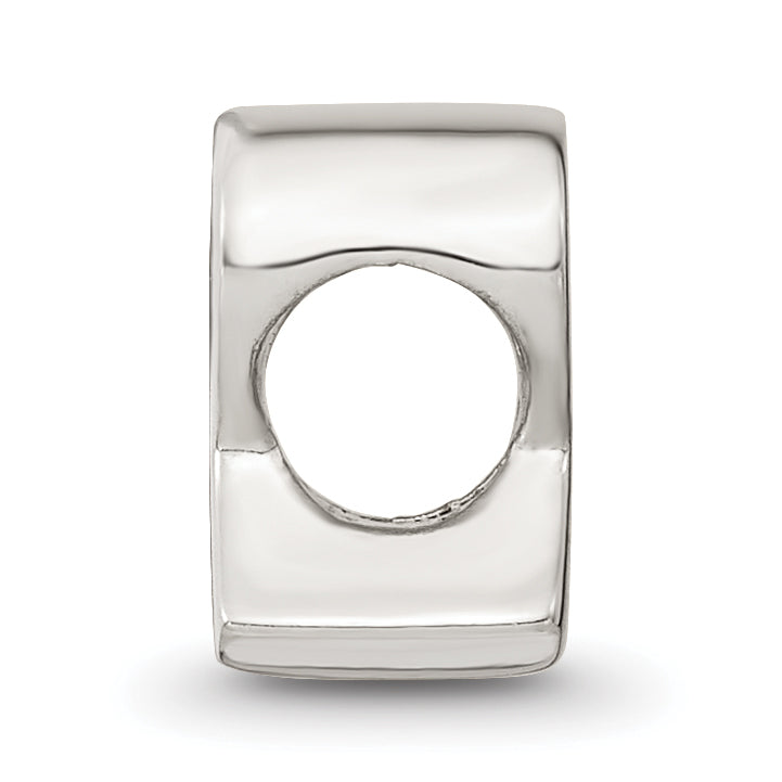 Sterling Silver 925 Polished Letter R Bead with Solid Cast Design