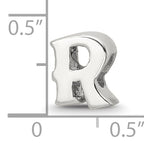Sterling Silver 925 Polished Letter R Bead with Solid Cast Design