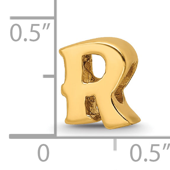 Sterling Silver Gold-Plated Letter R Bead with Polished Finish
