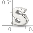 Sterling Silver 925 Letter S Bead with Polished Finish, Solid Cast Design