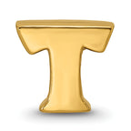 Sterling Silver Gold-Plated Letter T Bead with Polished Finish
