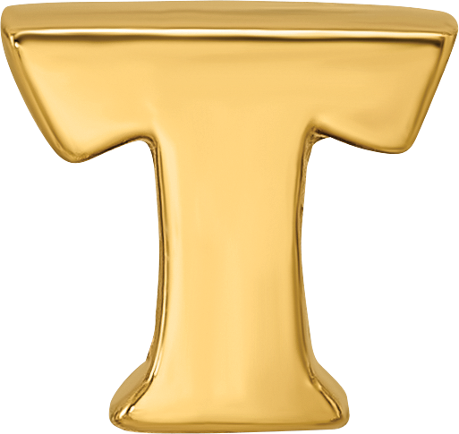 Sterling Silver Gold-Plated Letter T Bead with Polished Finish