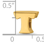 Sterling Silver Gold-Plated Letter T Bead with Polished Finish