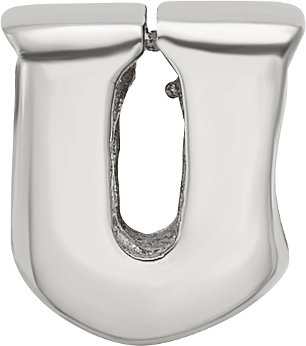 Sterling Silver 925 Polished Letter U Bead for Personalized Jewelry