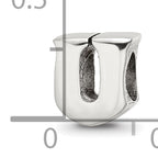 Sterling Silver 925 Polished Letter U Bead for Personalized Jewelry