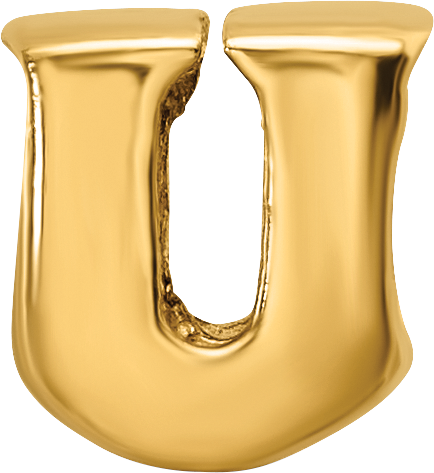 Gold-Plated Sterling Silver Letter U Bead with Polished Finish  Elegant & Solid
