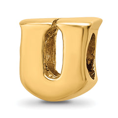 Sterling Silver Gold-plated Reflections Letter U Bead
