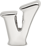 Sterling Silver 925 Polished Letter V Bead Elegant Alphabet Charm