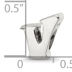 Sterling Silver 925 Polished Letter V Bead Elegant Alphabet Charm