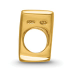 Sterling Silver Gold-Plated Letter V Bead with Polished Finish