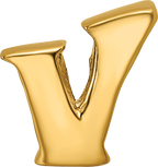 Sterling Silver Gold-Plated Letter V Bead with Polished Finish