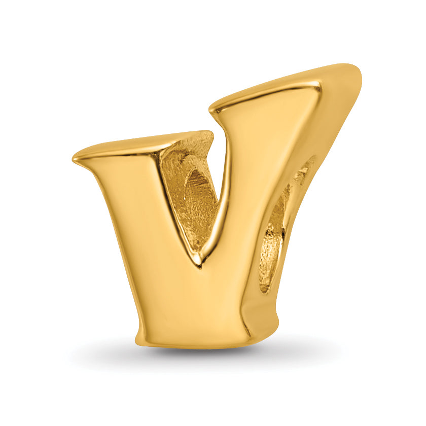 Sterling Silver Gold-plated Reflections Letter V Bead