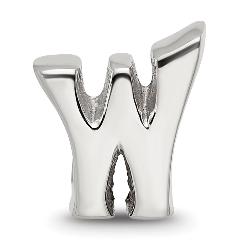 Sophia Jewelers Sterling Silver 925 Polished Letter W Bead Solid Craftsmanship