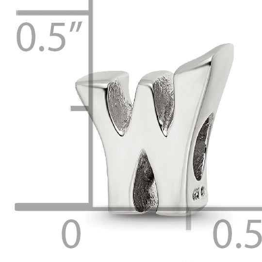 Sophia Jewelers Sterling Silver 925 Polished Letter W Bead Solid Craftsmanship