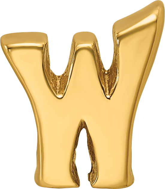 Sterling Silver Gold-Plated Letter W Bead with Polished Finish
