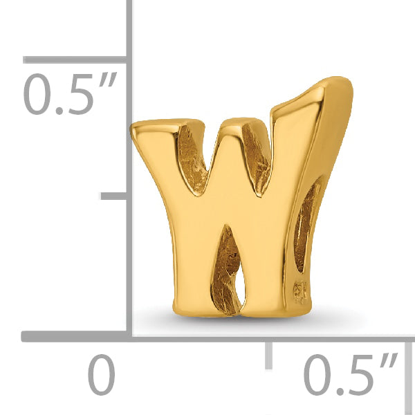 Sterling Silver Gold-Plated Letter W Bead with Polished Finish