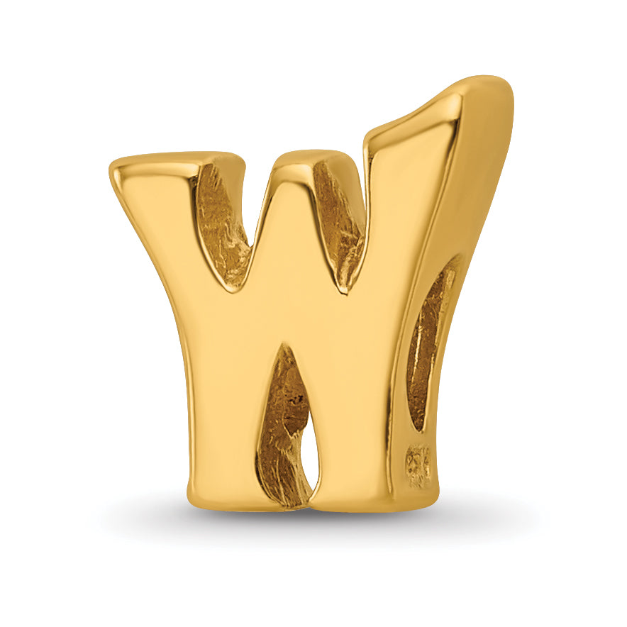 Sterling Silver Gold-plated Reflections Letter W Bead