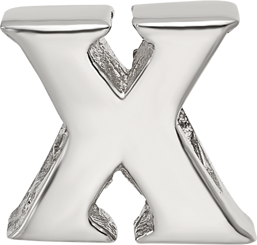 Sterling Silver 925 Letter X Bead with Polished Solid Finish