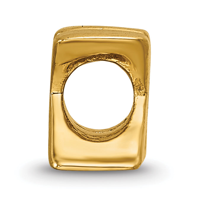 Sterling Silver Gold-Plated Letter X Bead with Polished Finish