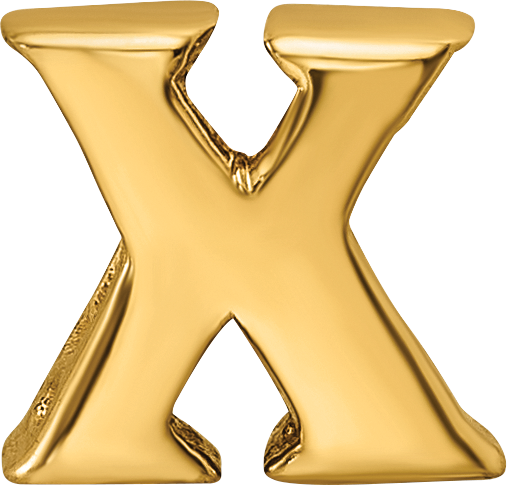 Sterling Silver Gold-Plated Letter X Bead with Polished Finish
