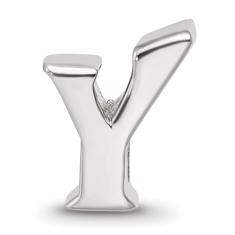 925 Sterling Silver Letter Y Bead with Polished Finish  Elegant and Solid Design