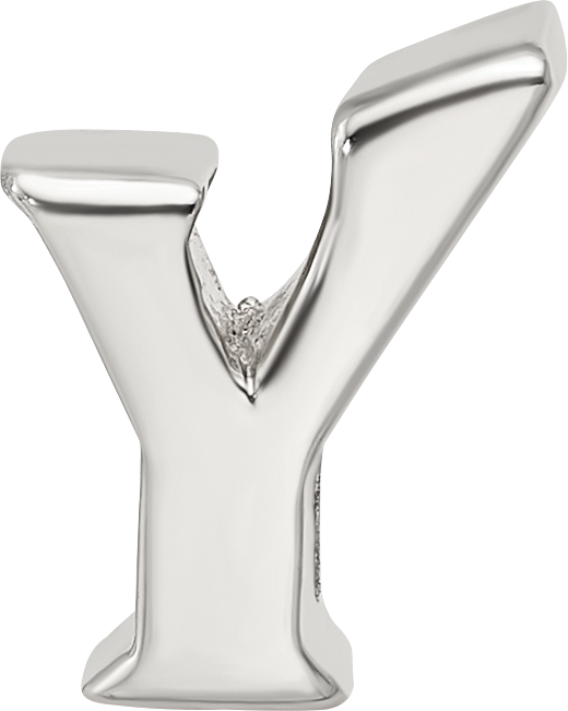 925 Sterling Silver Letter Y Bead with Polished Finish  Elegant and Solid Design