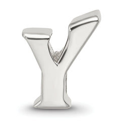 925 Sterling Silver Letter Y Bead with Polished Finish  Elegant and Solid Design