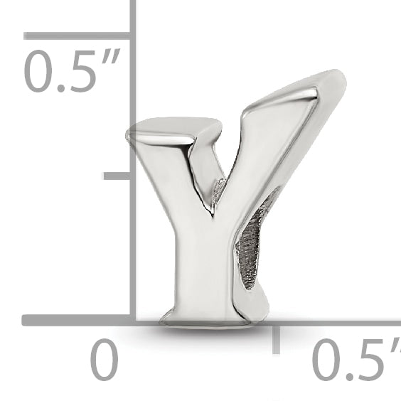 925 Sterling Silver Letter Y Bead with Polished Finish  Elegant and Solid Design