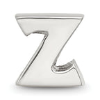 Sterling Silver 925 Letter Z Bead with Polished Solid Design