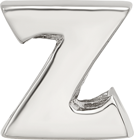 Sterling Silver 925 Letter Z Bead with Polished Solid Design