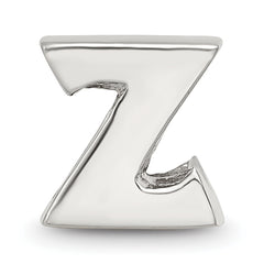 Sterling Silver 925 Letter Z Bead with Polished Solid Design