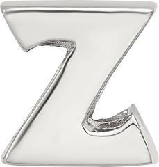 Sterling Silver 925 Letter Z Bead with Polished Solid Design