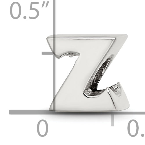 Sterling Silver 925 Letter Z Bead with Polished Solid Design