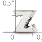 Sterling Silver 925 Letter Z Bead with Polished Solid Design