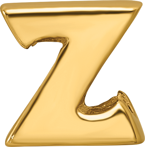 Gold-Plated Sterling Silver Letter Z Bead  Polished, Solid, Elegant Design