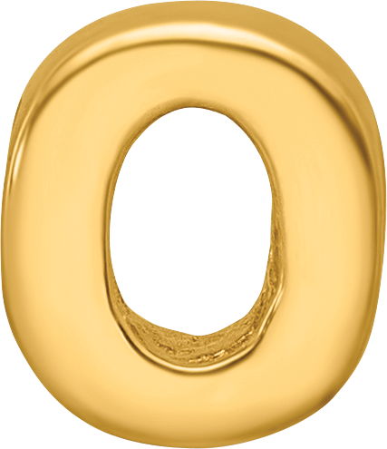 Sterling Silver Gold-Plated Letter O Bead with Polished Finish