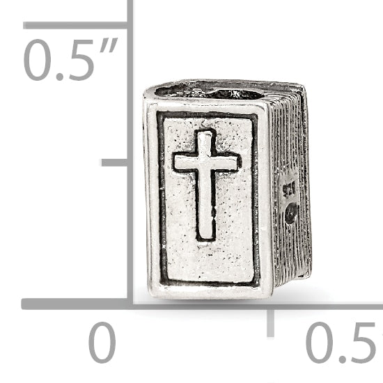 Sterling Silver 925 Antiqued Bible Bead with Themed Design by Sophia Jewelers