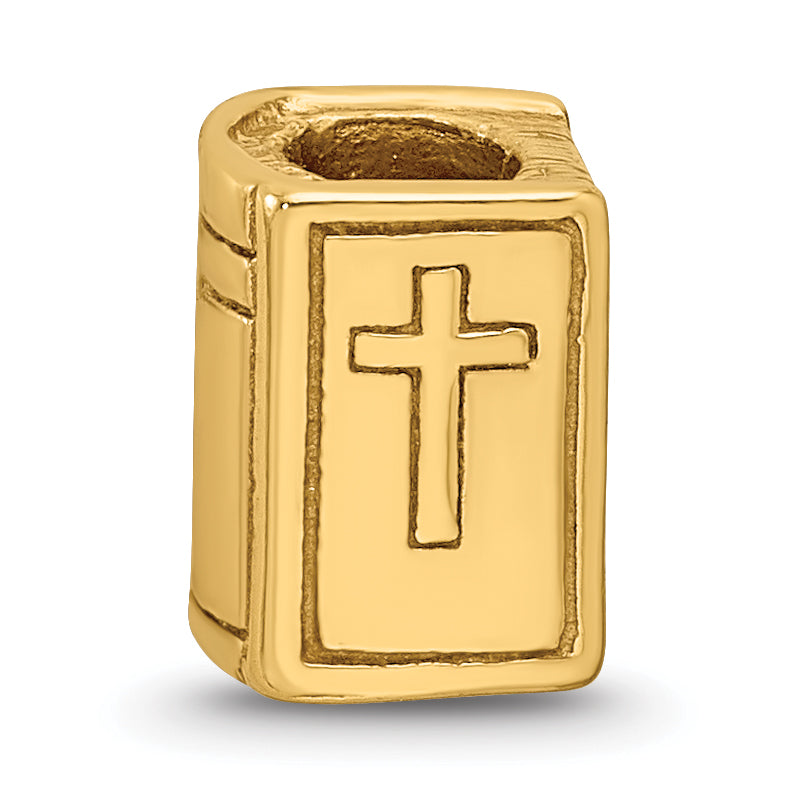 Sterling Silver Gold-Plated Bible Bead with Polished Finish Elegant Design