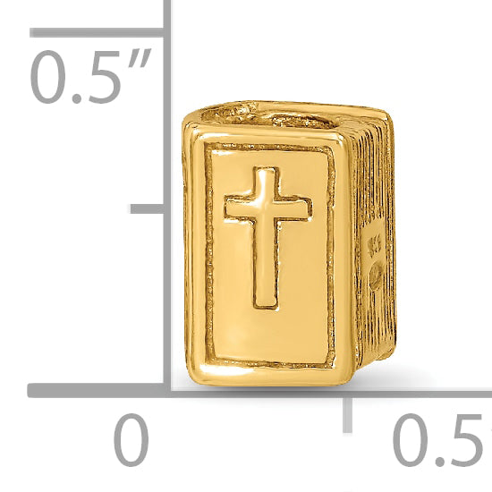 Sterling Silver Gold-Plated Bible Bead with Polished Finish Elegant Design