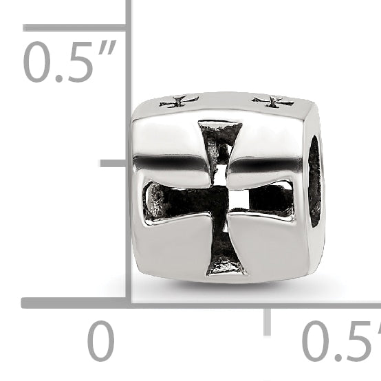 Sterling Silver 925 Maltese Cross Bead with Polished Finish, Casted Solid Design