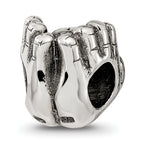 Sterling Silver 925 World in Hands Bead with Antiqued Finish  Solid, Themed Design
