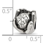 Sterling Silver 925 World in Hands Bead with Antiqued Finish  Solid, Themed Design